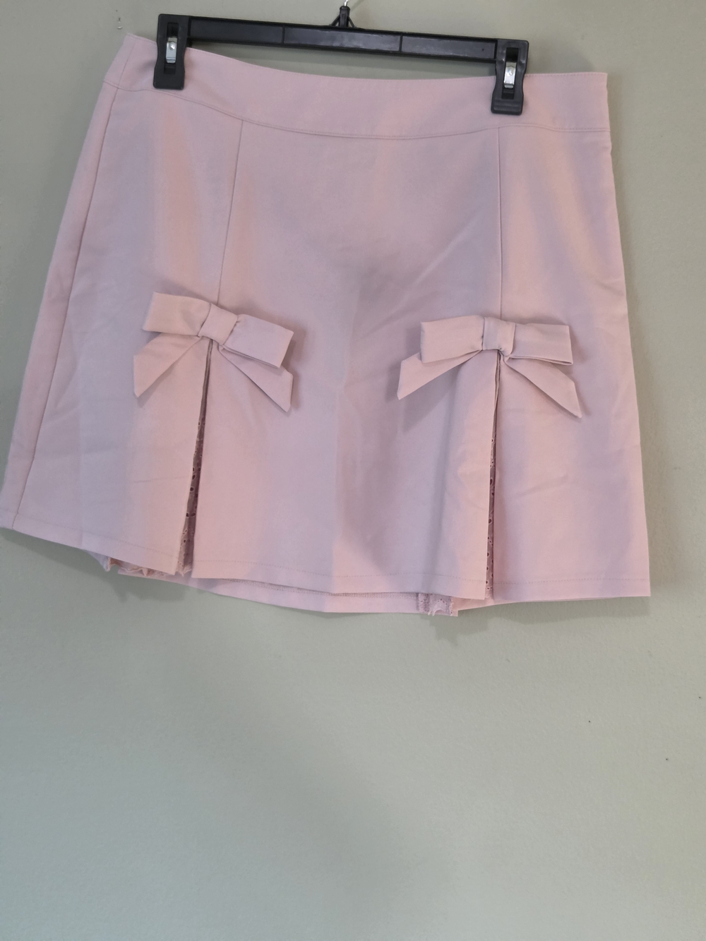 Lulus Charmed Energy Pink Bow Eyelet Pleated Mini Skirt L